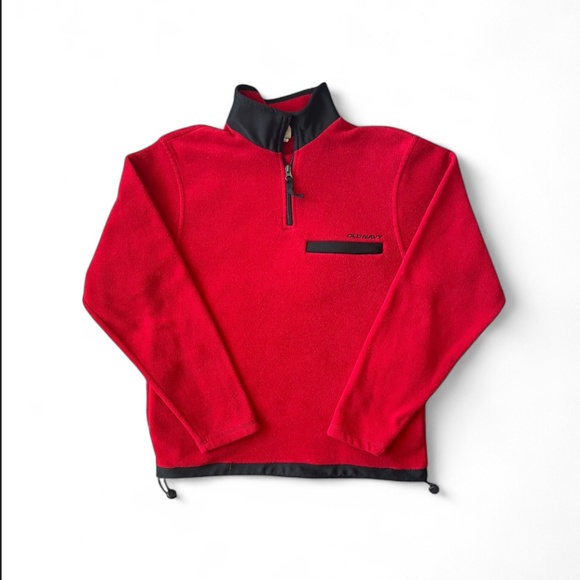 Vintage Sweatshirt Size Small Red Quarter Zip Collared Adjustable Drawstrings - Picture 2 of 9